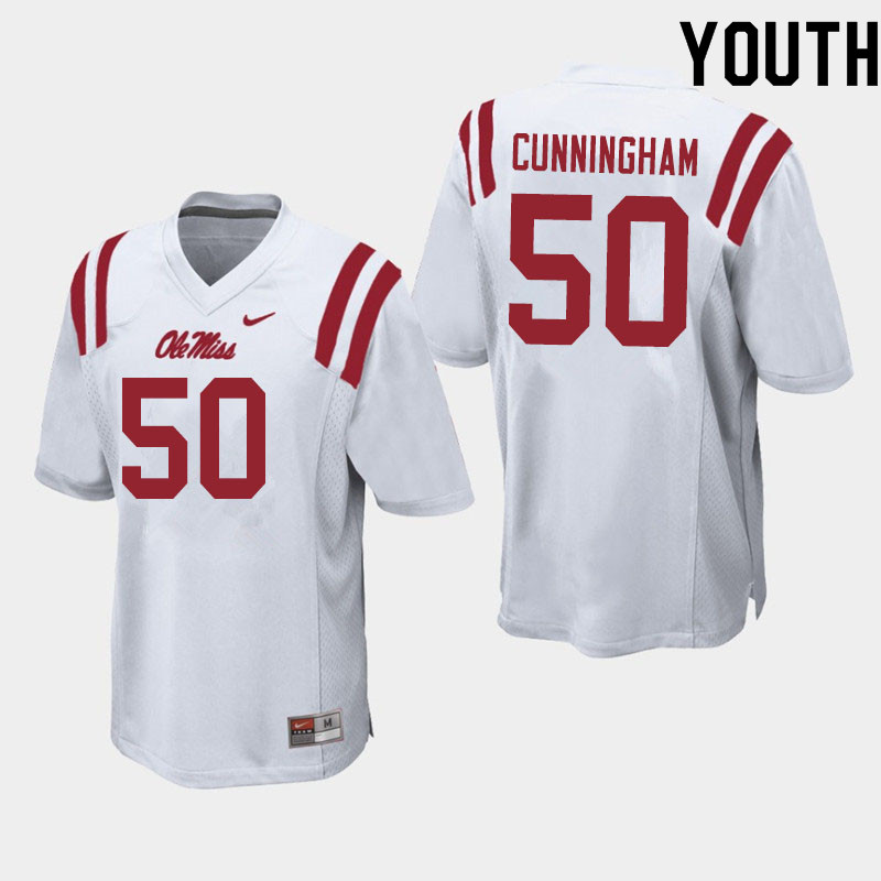 Jalen Cunningham Ole Miss Rebels NCAA Youth White #50 Stitched Limited College Football Jersey SWT8258IR